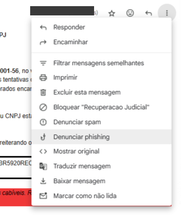 golpe do email recuperação judicial